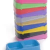 comedero de plastico rectangular doble para perros y gatos