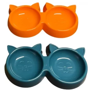 comedero de plastico para gatos en forma de cara de gato