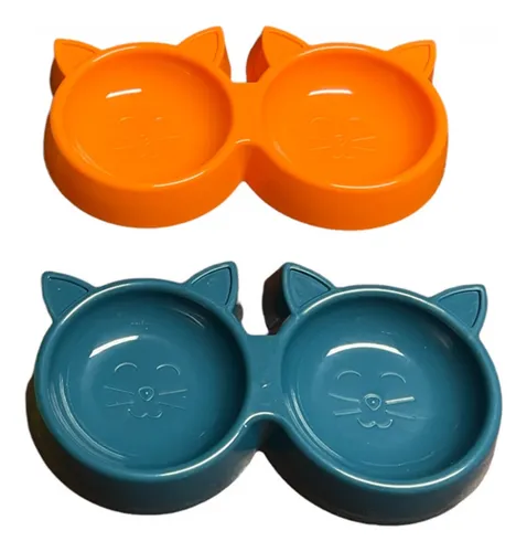 comedero de plastico para gatos en forma de cara de gato